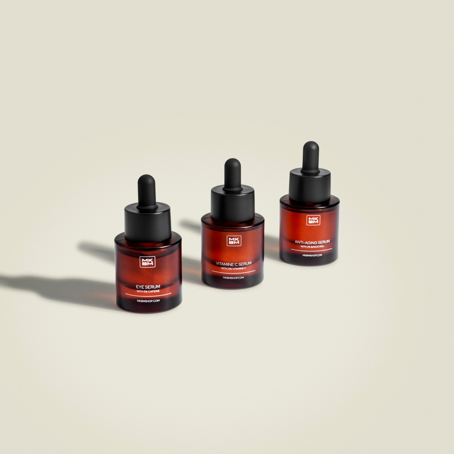 MKBM Glow Up Trio Serumset met Vitamine C, Bakuchiol & Cafeïne (set van 3)