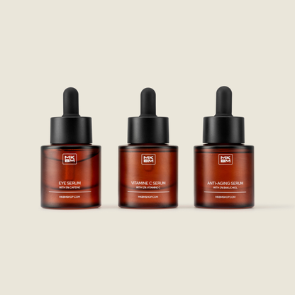 MKBM Glow Up Trio Serumset met Vitamine C, Bakuchiol & Cafeïne (set van 3)