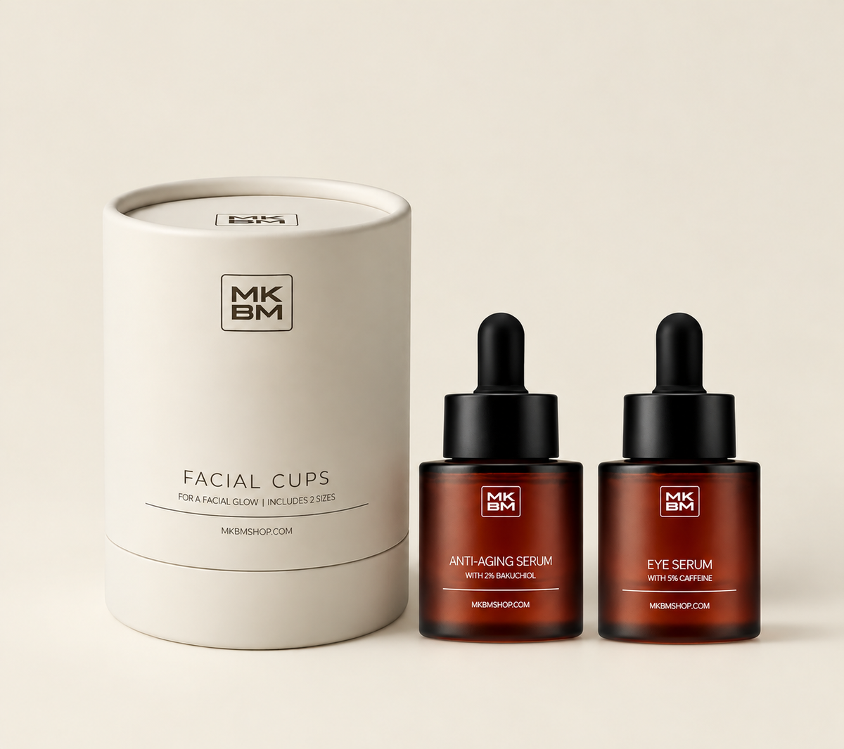 MKBM Glow Ritual Dag &amp; Nacht – facial cupping, face oil en eye serum NL EN DE