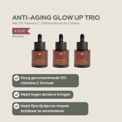 MKBM Glow Up Trio Serumset met Vitamine C, Bakuchiol & Cafeïne (set van 3)