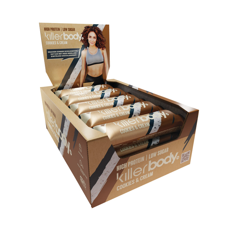 Killerbody proteïne reep Cookies & Cream - 15 pack - MKBM Webshop